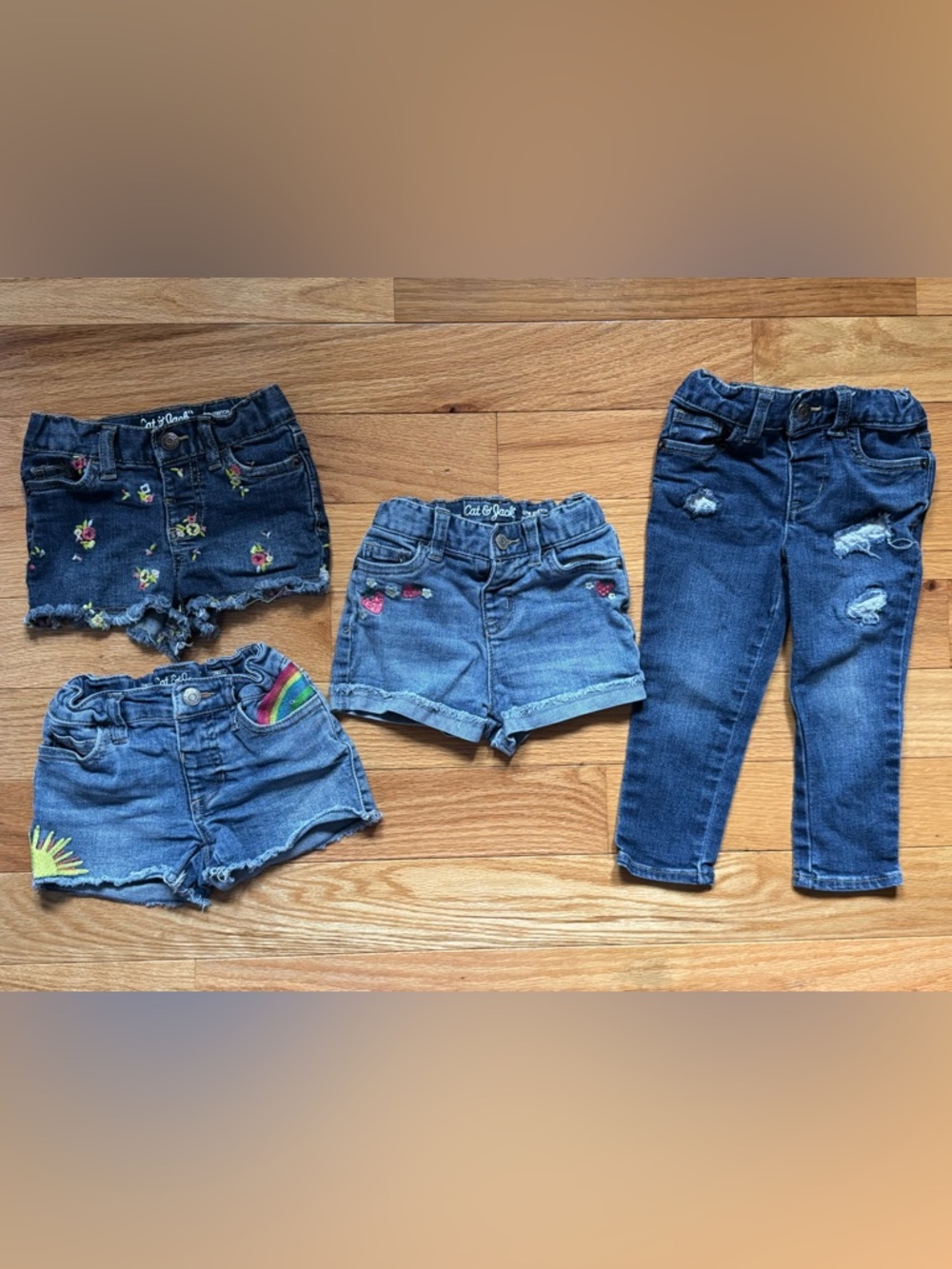 Cat & Jack Bundle of Girls Jeans and Shorts, Size 12M, 18M, 2T